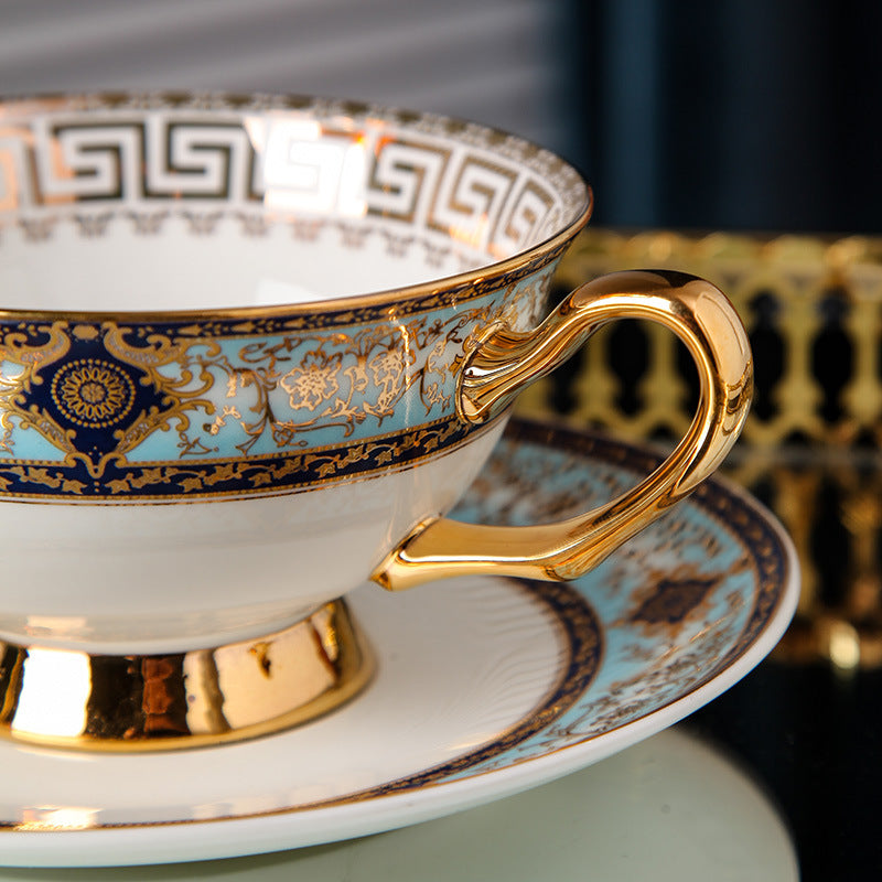 European Porcelain Coffee Cup & Saucer Set – 4-Piece British Afternoon Tea Gift Set