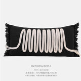 Modern Silent Cotton Rope Woven Long Waist Pillow Sofa Pillow Model Room Decorative Cushion Black Beige