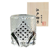 Edo Chariko Whiskey Crystal Glass Hand-carved Vintage Black Samurai Wood Boxed Wine Glass