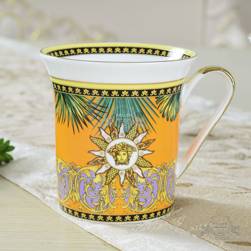 350ml Large Mouth Ceramic Mug Bone China for Office Couple Breakfast Milk Cup Premium Tea Cup Boss Cup