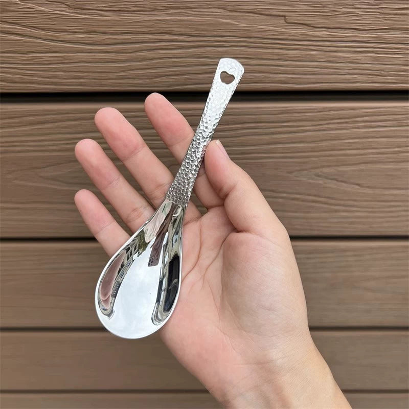 Retro Hammer Point Spoon Stainless Steel Hammer Pattern Spoon Commercial Thickened Spoon Creative Eating Spoon Good-looking Dessert Spoon Julia M LifeStyles