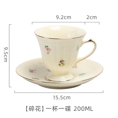 British Retro Ceramic Coffee Cup and Saucer Set European Afternoon Tea Tea Set French Home Cup Manufacturer Direct Sale