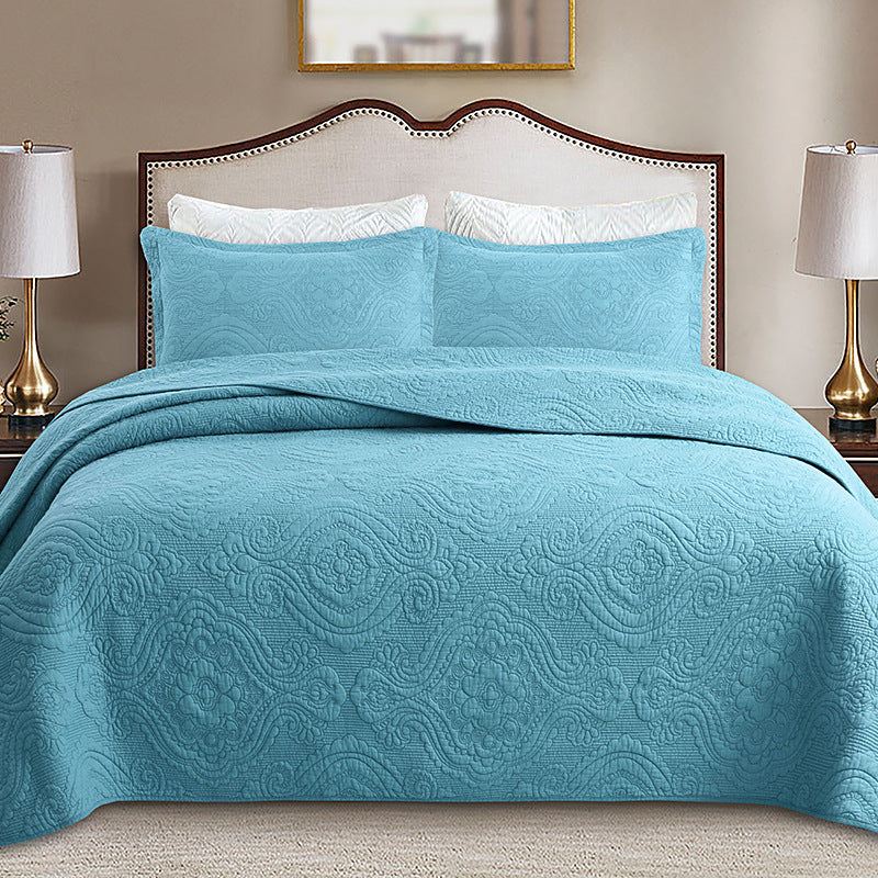 Simple pure cotton bed cover three-piece Nordic double summer cool air conditioning quilt active printing and dyeing breathable comfortable Four Seasons blanket