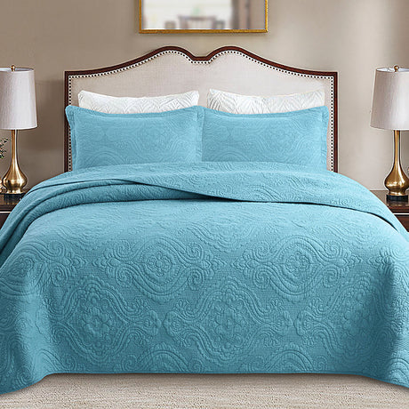 Simple pure cotton bed cover three-piece Nordic double summer cool air conditioning quilt active printing and dyeing breathable comfortable Four Seasons blanket