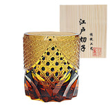 Edo Chariko Whiskey Crystal Glass Hand-carved Vintage Black Samurai Wood Boxed Wine Glass
