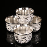 Dragon and Phoenix Silver Tea Set Pure Silver Wine Set 1 Plate 1 Pot 4 Cups Chinese Gift Box Set Teapot Gift