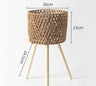 Nordic Solid Wood Rattan Flower Stand and Storage Rack - Julia M LifeStyles
