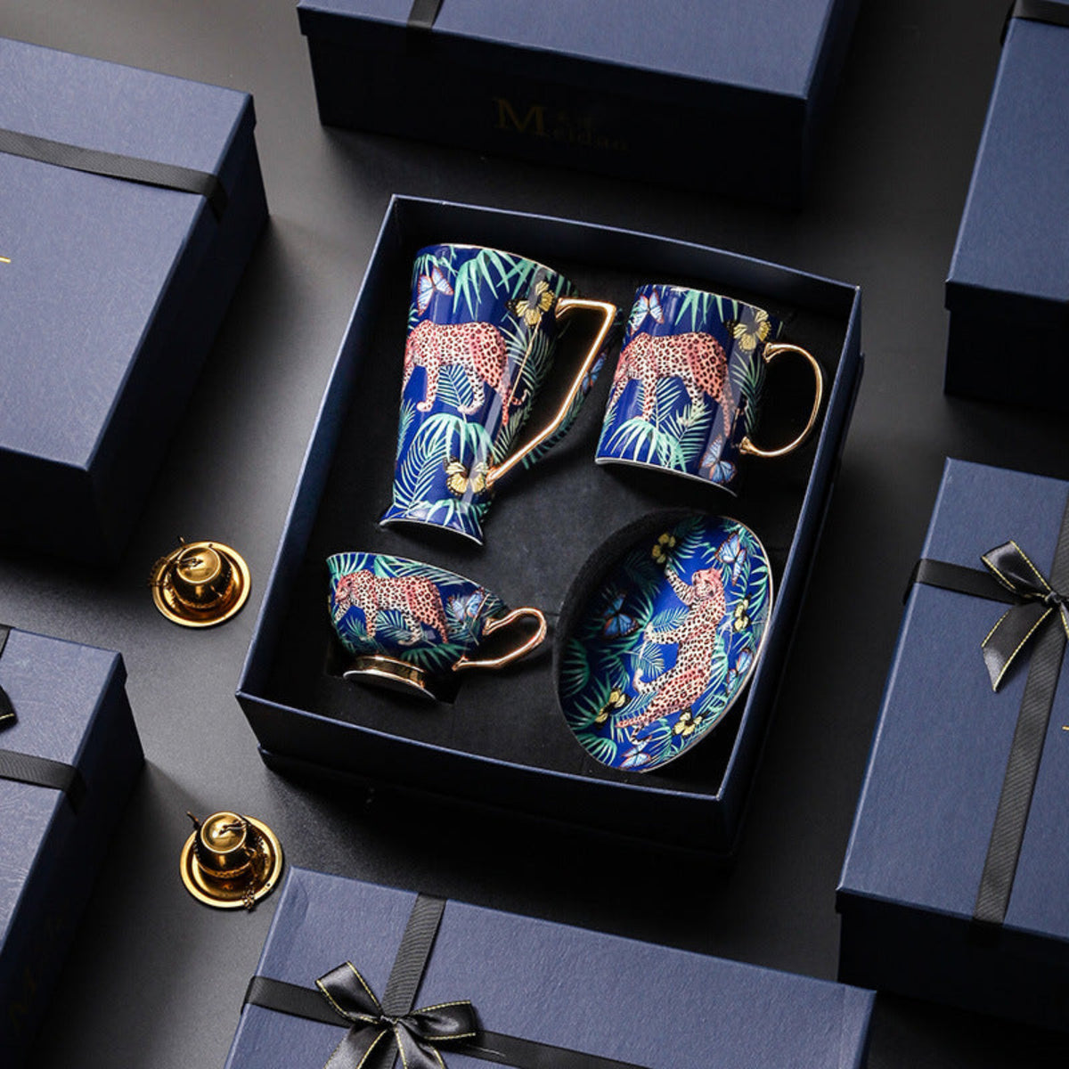 Jungle Cheetah Bone China Coffee Cup & Mug Set