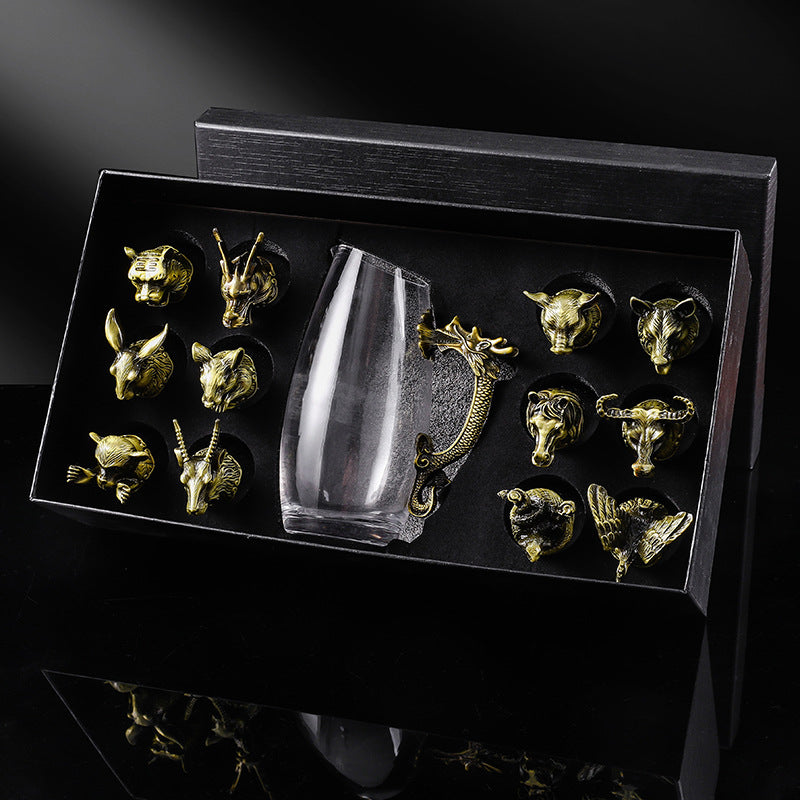 Creative Zodiac White Wine Glass Wine Dispenser Set Manufacturer Wholesale Direct Sales One-Bite Small Wine Glass Souvenir Wine Bottle