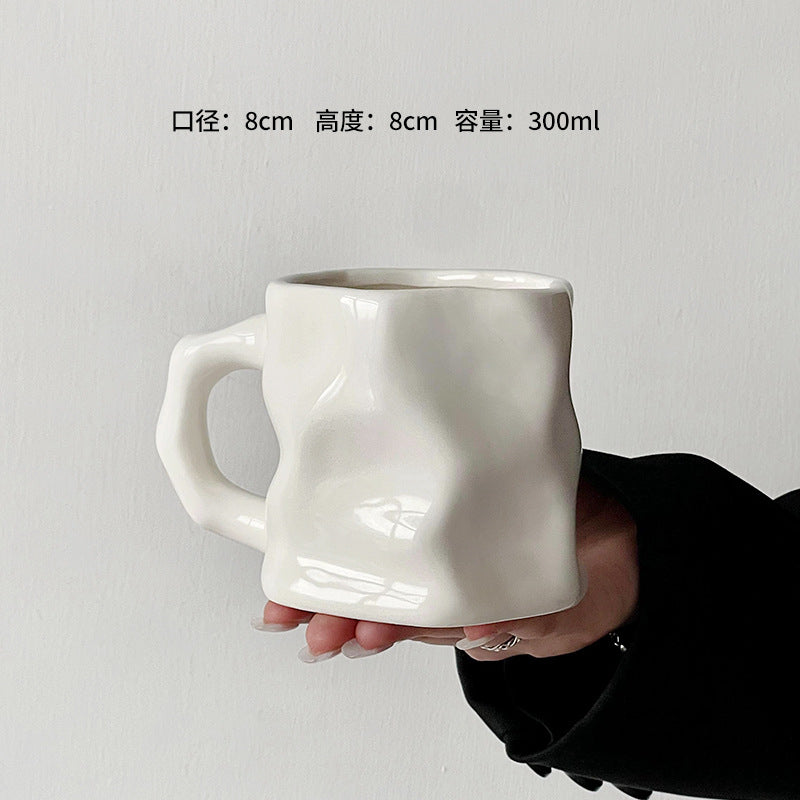 Ins Ceramic Asymmetrical Twist Coffee Mug – Elegant High-End Design