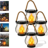 Cross-Border New Solar Flame Lamp Hemp Rope Lantern Courtyard Garden Decoration Mason Lamp Outdoor USB Charging