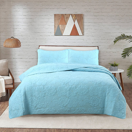 Simple pure cotton bed cover three-piece Nordic double summer cool air conditioning quilt active printing and dyeing breathable comfortable Four Seasons blanket