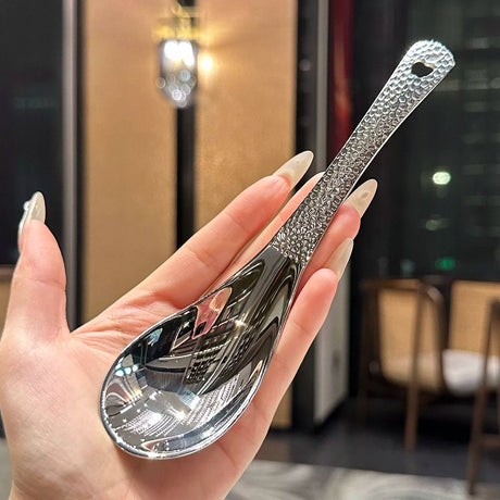 Retro Hammer Point Spoon Stainless Steel Hammer Pattern Spoon Commercial Thickened Spoon Creative Eating Spoon Good-looking Dessert Spoon Julia M LifeStyles
