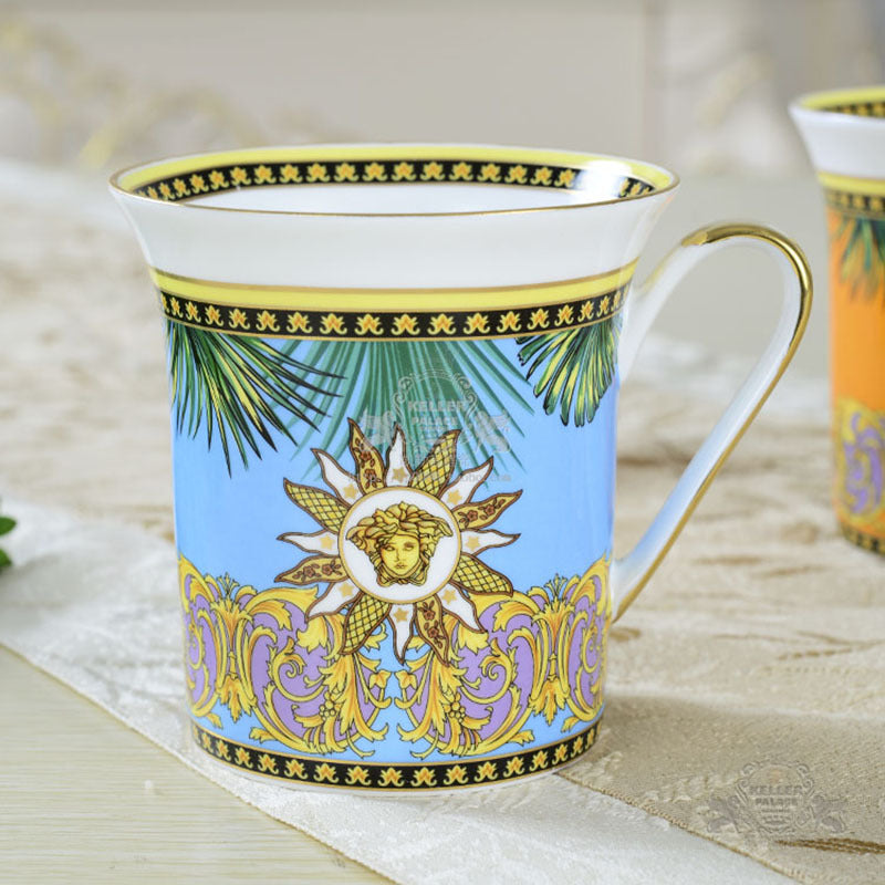 350ml Large Mouth Ceramic Mug Bone China for Office Couple Breakfast Milk Cup Premium Tea Cup Boss Cup