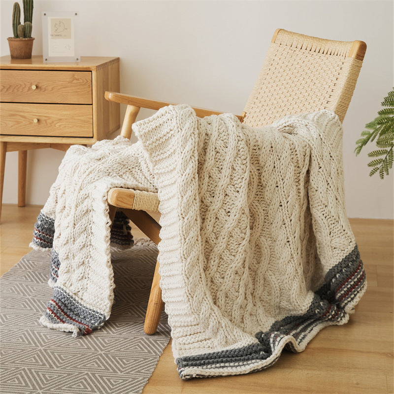 High-End Off-White Knitted Blanket