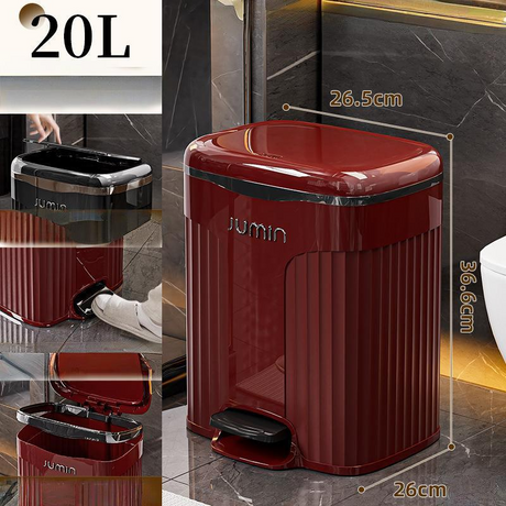 Elegant Foot-Operated Trash Can with Lid by Julia M LifeStyles Julia M Home & Kitchen