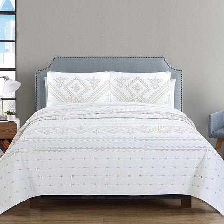 Simple pure cotton bed cover three-piece Nordic double summer cool air conditioning quilt active printing and dyeing breathable comfortable Four Seasons blanket