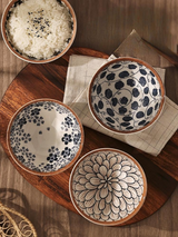 Japanese-Inspired Ceramic Rice Bowl Set in Gift Box
