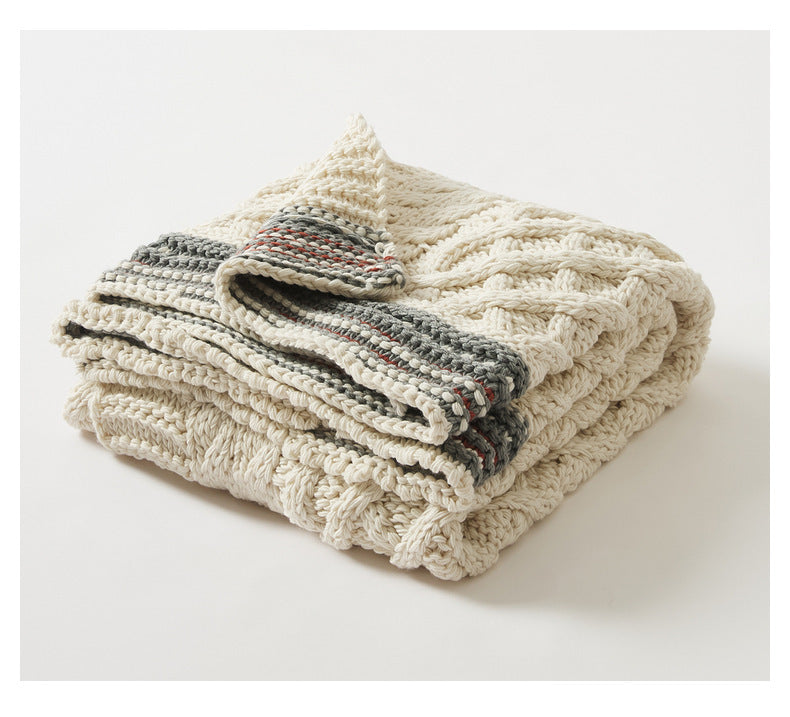 High-End Off-White Knitted Blanket