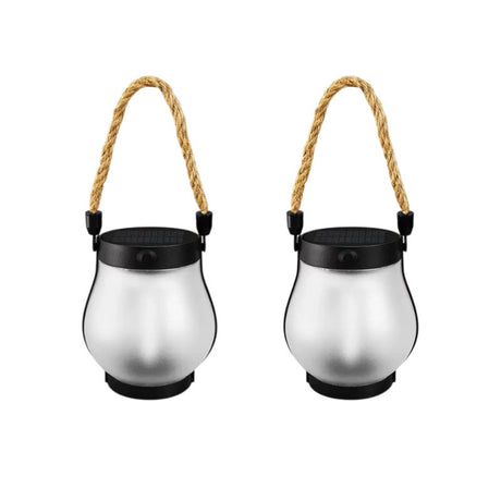 Cross-Border New Solar Flame Lamp Hemp Rope Lantern Courtyard Garden Decoration Mason Lamp Outdoor USB Charging