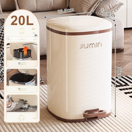 Elegant Foot-Operated Trash Can with Lid by Julia M LifeStyles Julia M Home & Kitchen