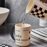 High-looking simple black and white polka dot mouthwash Cup chessboard Plaid wash cup thickened letter toothbrush cup couple water Cup