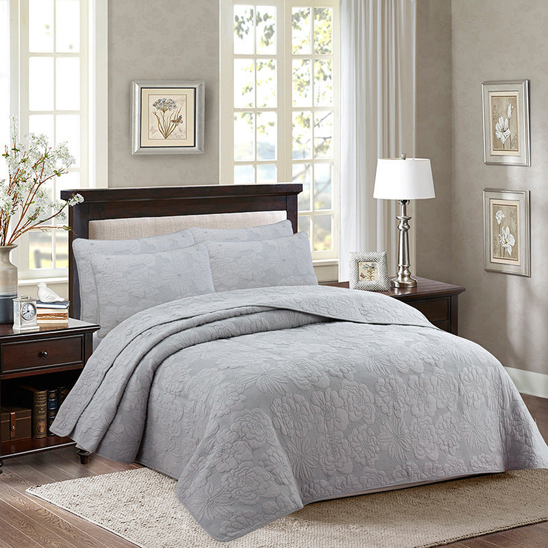 Simple pure cotton bed cover three-piece Nordic double summer cool air conditioning quilt active printing and dyeing breathable comfortable Four Seasons blanket