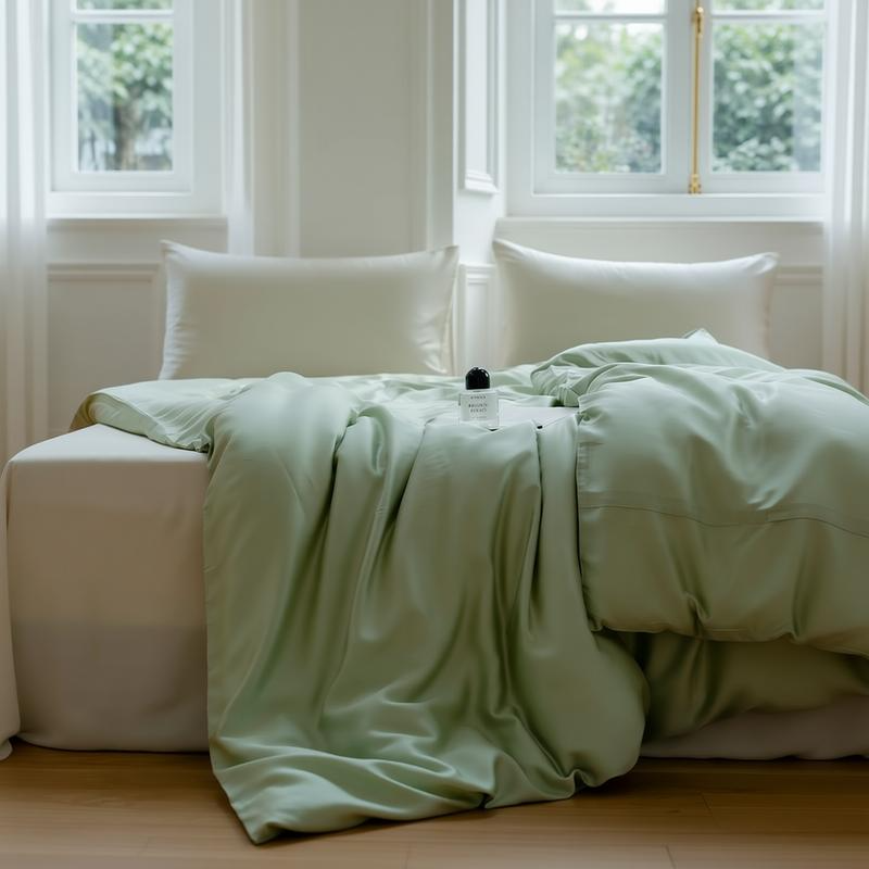 High-end Lanjing Tencel Ice Silk Bed Sheet Single Piece Silky Quilt Cover Single Double Pillow Case Bed Cover for Household