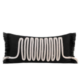 Modern Silent Cotton Rope Woven Long Waist Pillow Sofa Pillow Model Room Decorative Cushion Black Beige