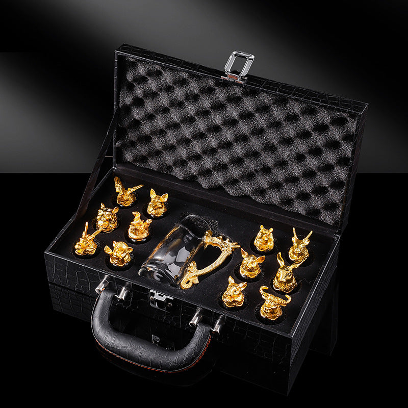 Creative Zodiac White Wine Glass Wine Dispenser Set Manufacturer Wholesale Direct Sales One-Bite Small Wine Glass Souvenir Wine Bottle