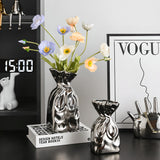 Luxury Electroplated Silver Vase - Nordic Style Ceramic Floral Container
