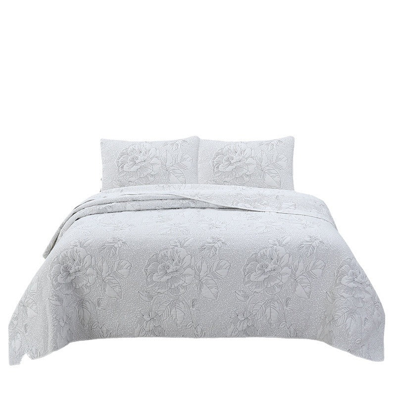 Simple pure cotton bed cover three-piece Nordic double summer cool air conditioning quilt active printing and dyeing breathable comfortable Four Seasons blanket