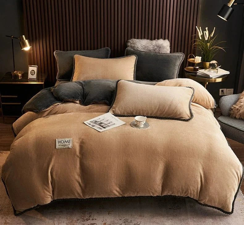 Luxurious Milk Fiber 4-Piece Flannel Bedding Set for Winter Julia M LifeStyles