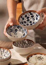 Japanese-Inspired Ceramic Rice Bowl Set in Gift Box