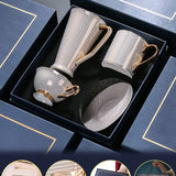 European Porcelain Coffee Cup & Saucer Set – 4-Piece British Afternoon Tea Gift Set