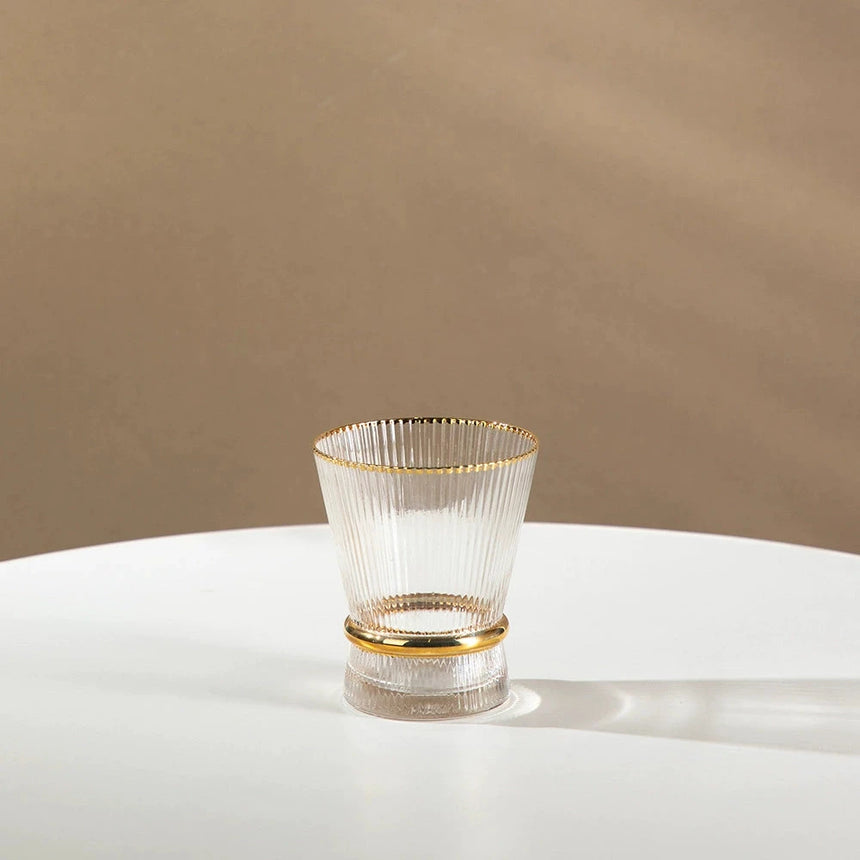 Vertical Grain Gold Waistline Goblet Champagne Glass Cocktail Glass Vertical Grain Water Cup Suit Electroplated Gold Creative Wine Ware Julia M Home & Kitchen