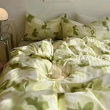 Heart Washed Cotton Cute Minimalist Pink Bed Four-Piece Set - Julia M LifeStyles