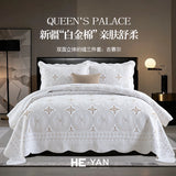 Pure Cotton Washed Bed Cover Three-Piece Set European Pure Color Embroidered Quilted Bed Bed Sheets Set Pure Cotton Air-Conditioned Quilt