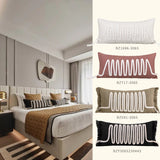Modern Silent Cotton Rope Woven Long Waist Pillow Sofa Pillow Model Room Decorative Cushion Black Beige