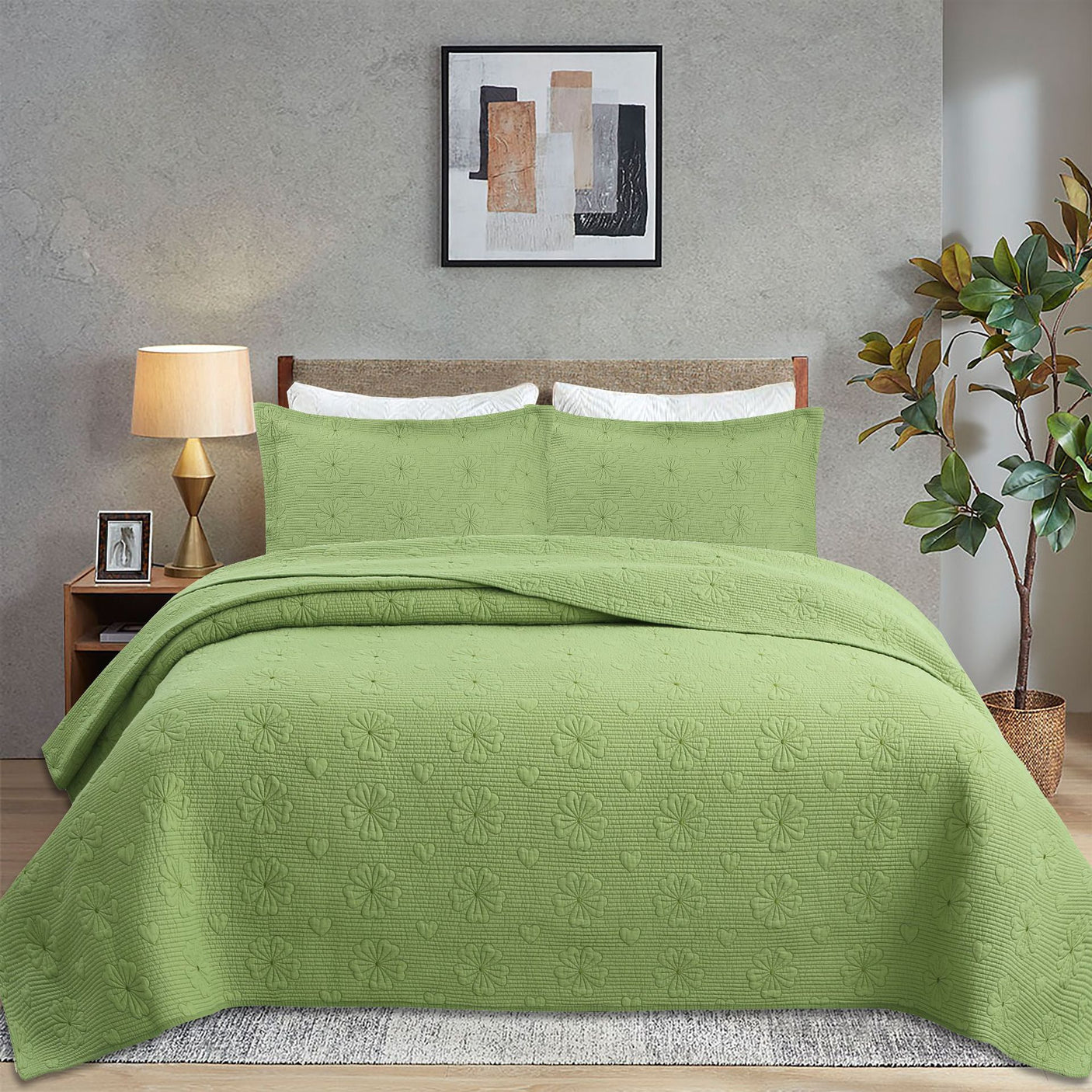 Simple pure cotton bed cover three-piece Nordic double summer cool air conditioning quilt active printing and dyeing breathable comfortable Four Seasons blanket
