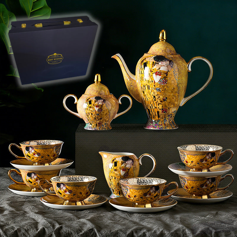 European tea set suit household bone china coffee cup high-end retro British afternoon tea set light luxury coffee set