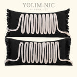 Modern Silent Cotton Rope Woven Long Waist Pillow Sofa Pillow Model Room Decorative Cushion Black Beige