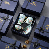 European Porcelain Coffee Cup & Saucer Set – 4-Piece British Afternoon Tea Gift Set