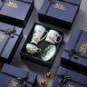 European Porcelain Coffee Cup & Saucer Set – 4-Piece British Afternoon Tea Gift Set