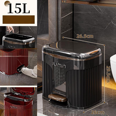 Elegant Foot-Operated Trash Can with Lid by Julia M LifeStyles Julia M Home & Kitchen