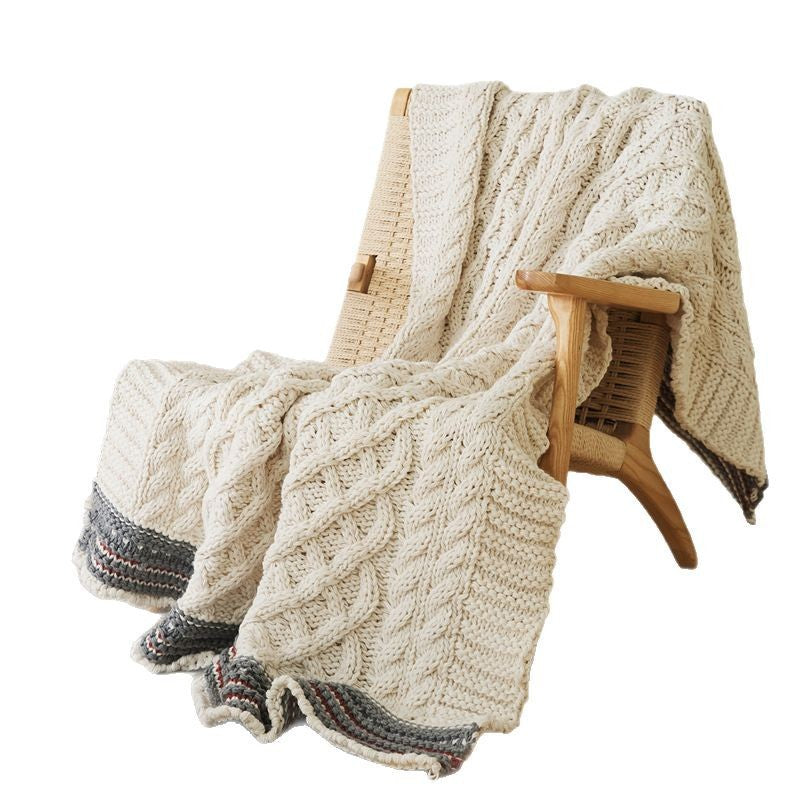 High-End Off-White Knitted Blanket