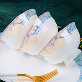 16-80PCs European Style Light Luxury Bone China Time Stroll Dinnerware Set