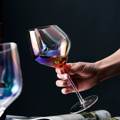 Japanese-Style Colorful Crystal Wine Goblet - Rainbow Champagne Glass