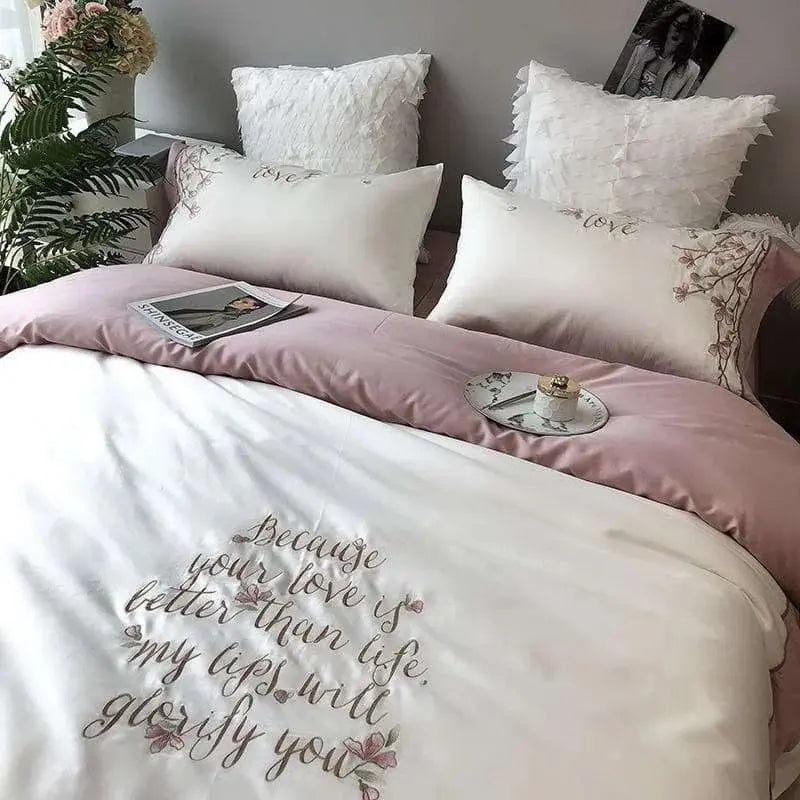 Opulent European Elegance Egyptian Cotton Bedding Set with Embroidery - Julia M LifeStyles
