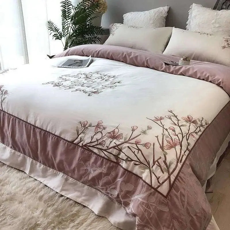 Opulent European Elegance Egyptian Cotton Bedding Set with Embroidery - Julia M LifeStyles